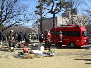 防災訓練ヘリ待ち