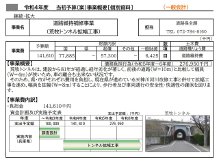 荒牧トンネル拡幅工事R4当初予算