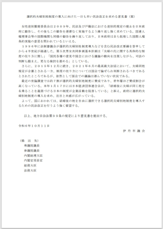 夫婦別姓意見書